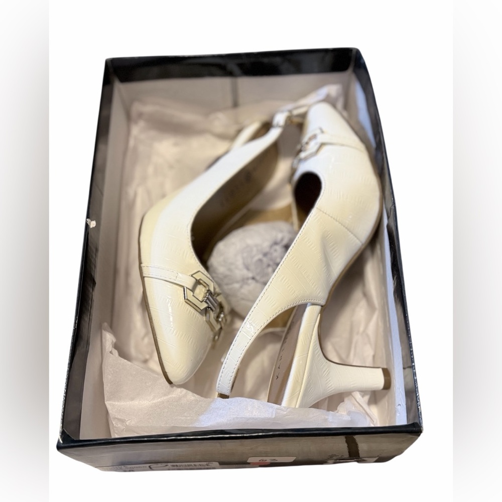 💚🌼Karen Scott Gildda White Croco Elegant Cream Women's Heels